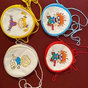 Lot of 4 Rugrats Angelica Tommy Pickles Chuckie Coin Purses Pouches New